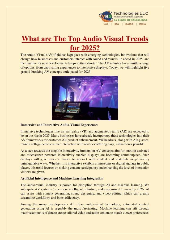 what are the top audio visual trends for 2025 n.w