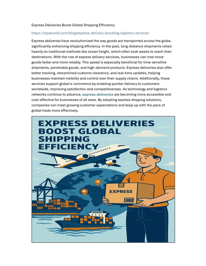 express deliveries boost global shipping e iciency n.w