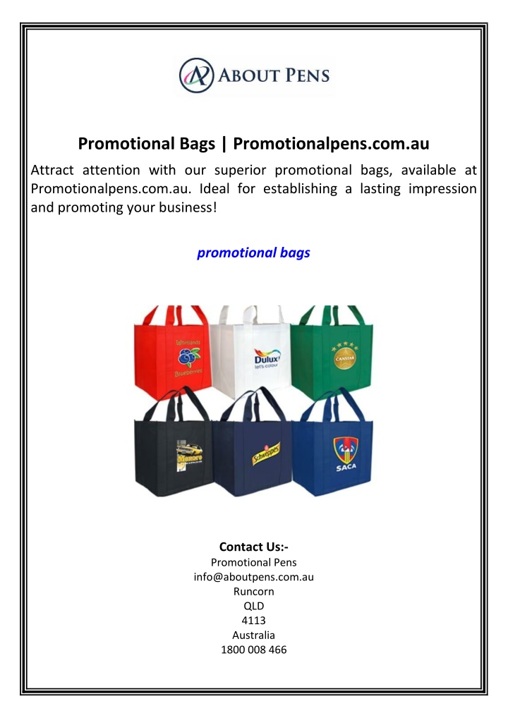 promotional bags promotionalpens com au n.w