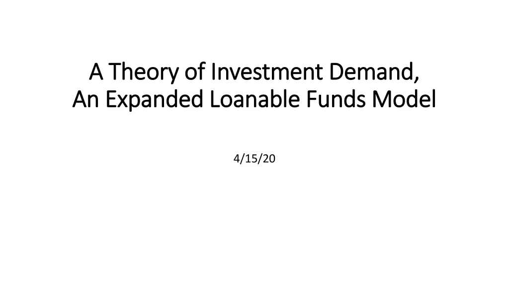 a theory of investment demand a theory n.w