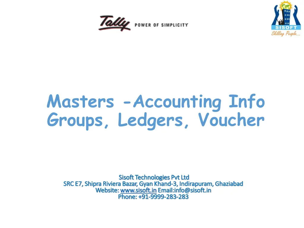 masters accounting info groups ledgers voucher n.w