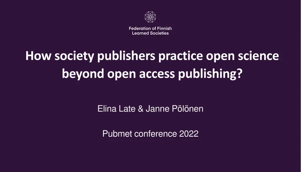 how society publishers practice open science n.w