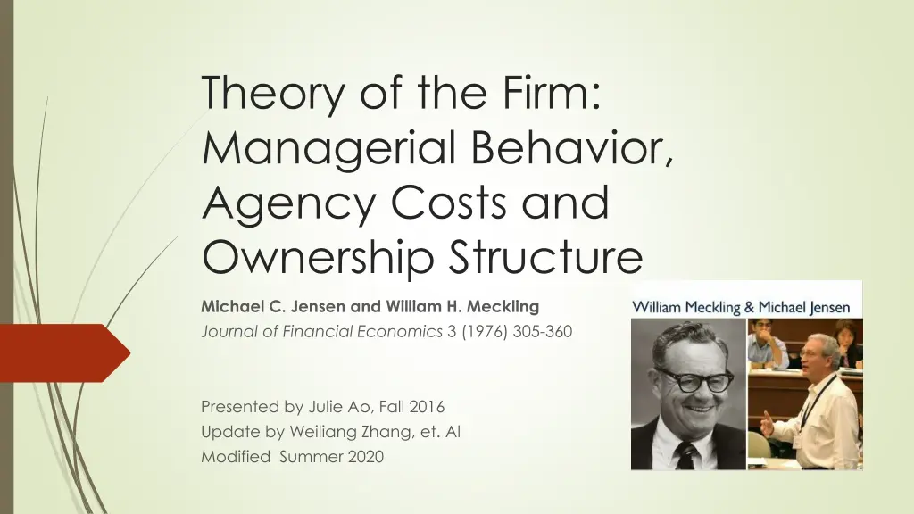 theory of the firm managerial behavior agency n.w