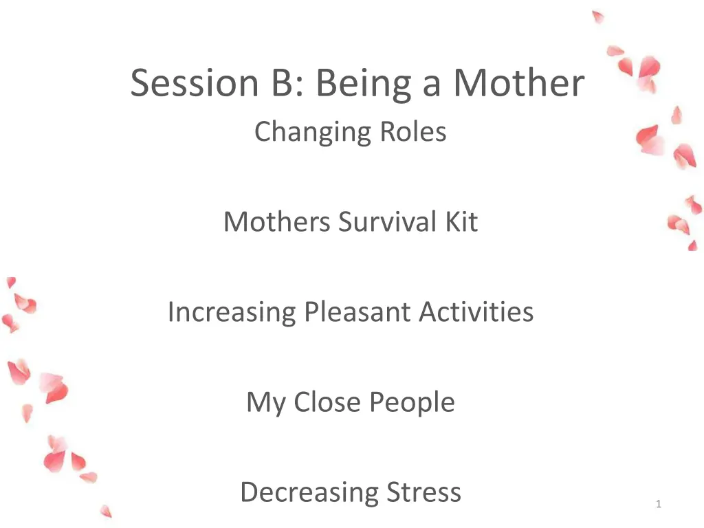 session b being a mother changing roles n.w
