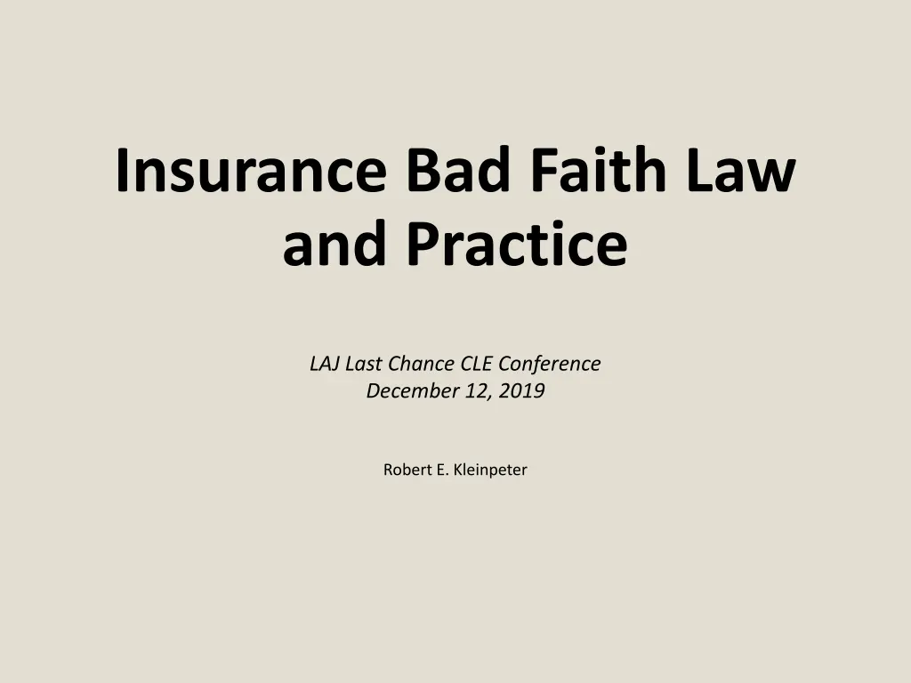 insurance bad faith law and practice n.w