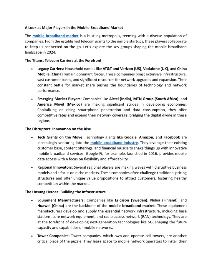 a look at major players in the mobile broadband n.w