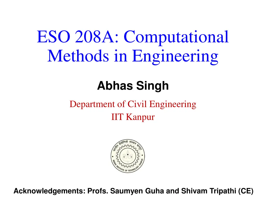 eso 208a computational methods in engineering n.w