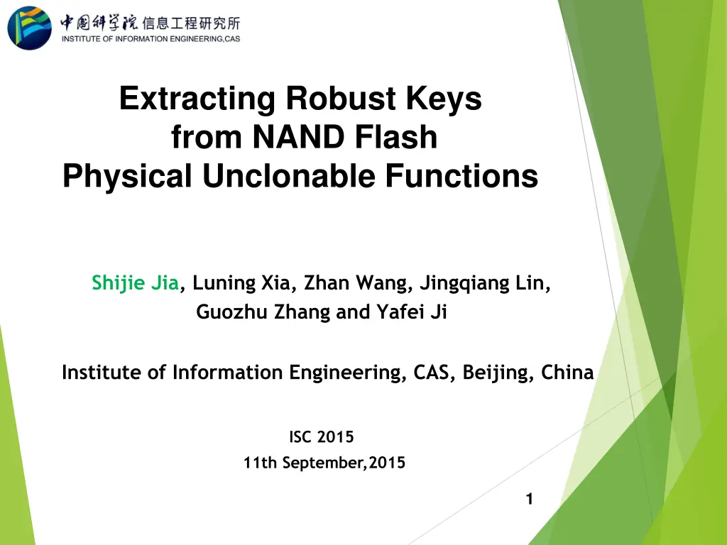 extracting robust keys from nand flash physical n.w