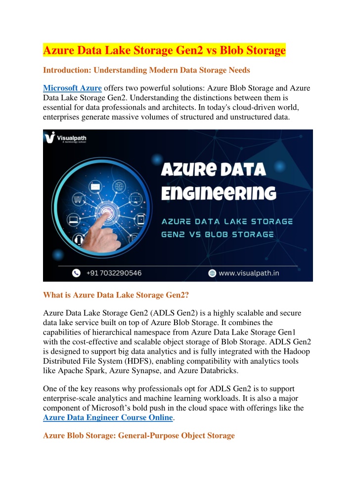 azure data lake storage gen2 vs blob storage n.w