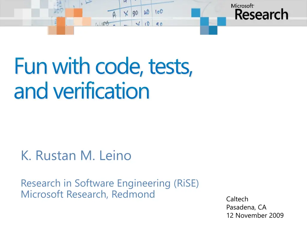fun with code tests and verification n.w
