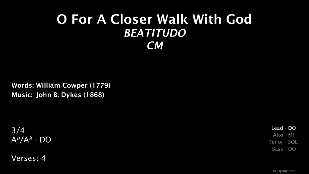 o for a closer walk with god beatitudo cm n.w