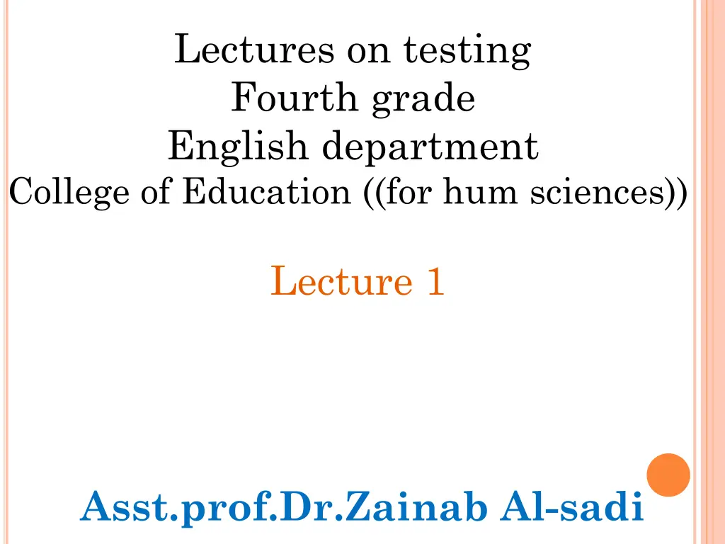 lectures on testing fourth grade english n.w
