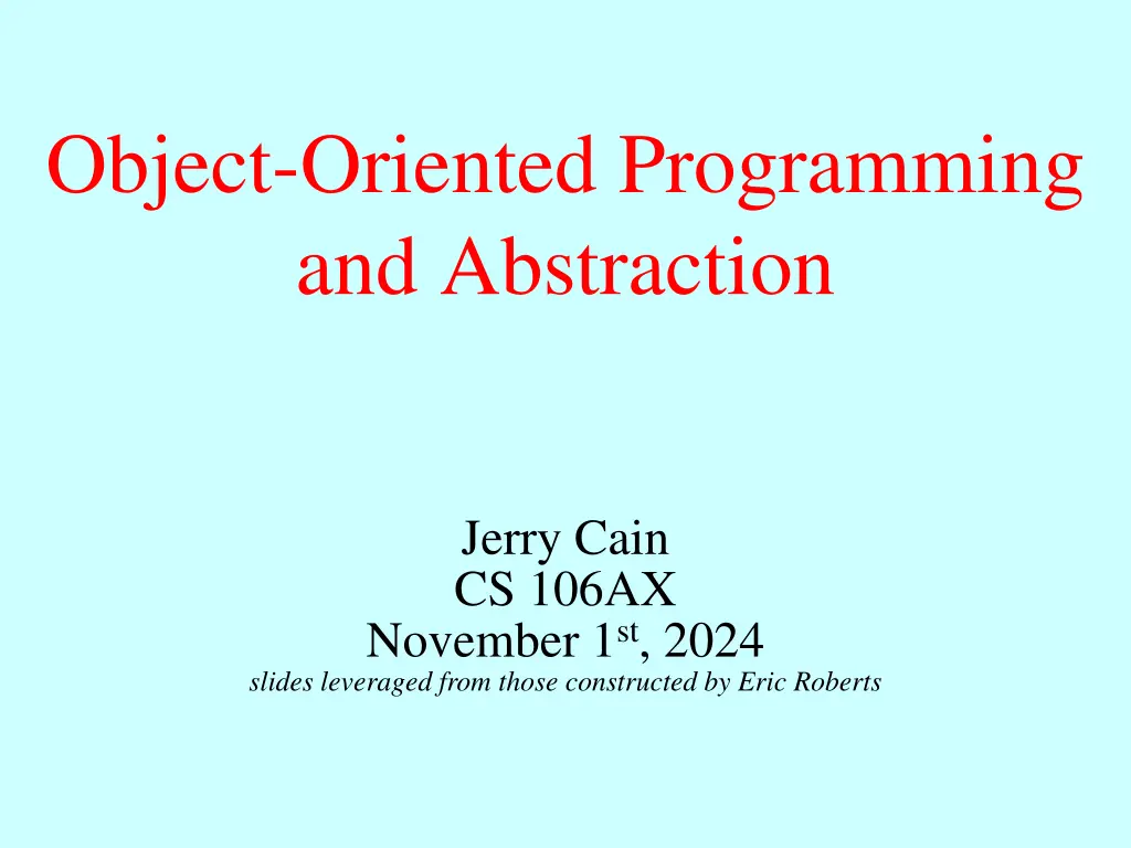 object oriented programming and abstraction n.w