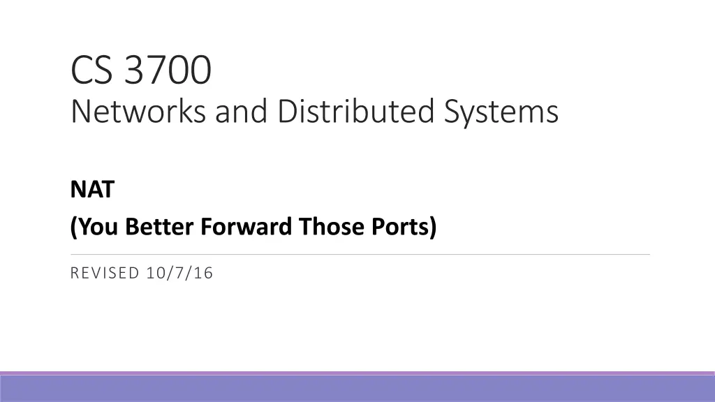 cs 3700 networks and distributed systems n.w