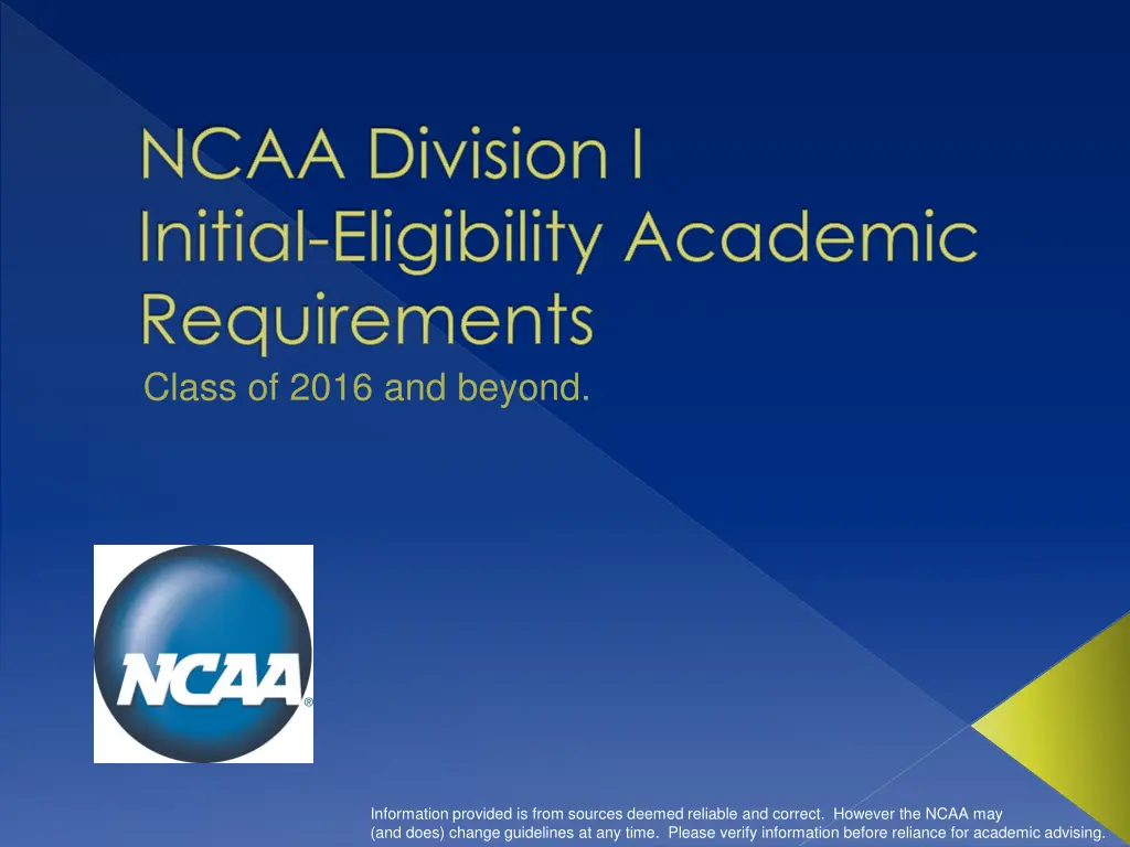 ncaa division i initial eligibility academic n.w