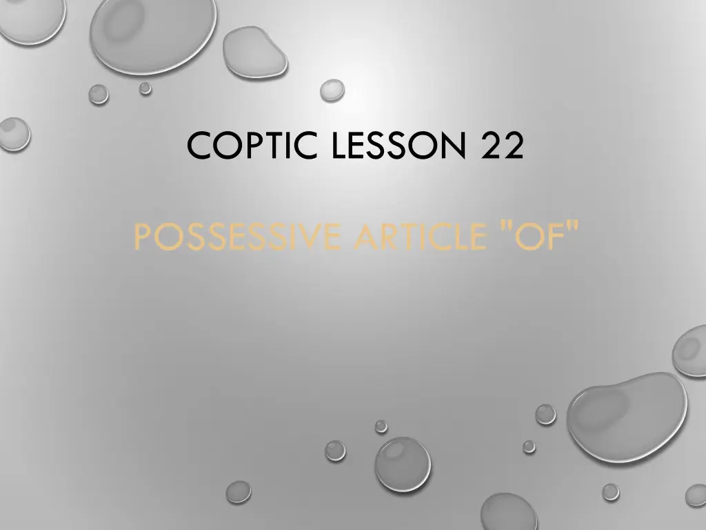 coptic lesson 22 n.w