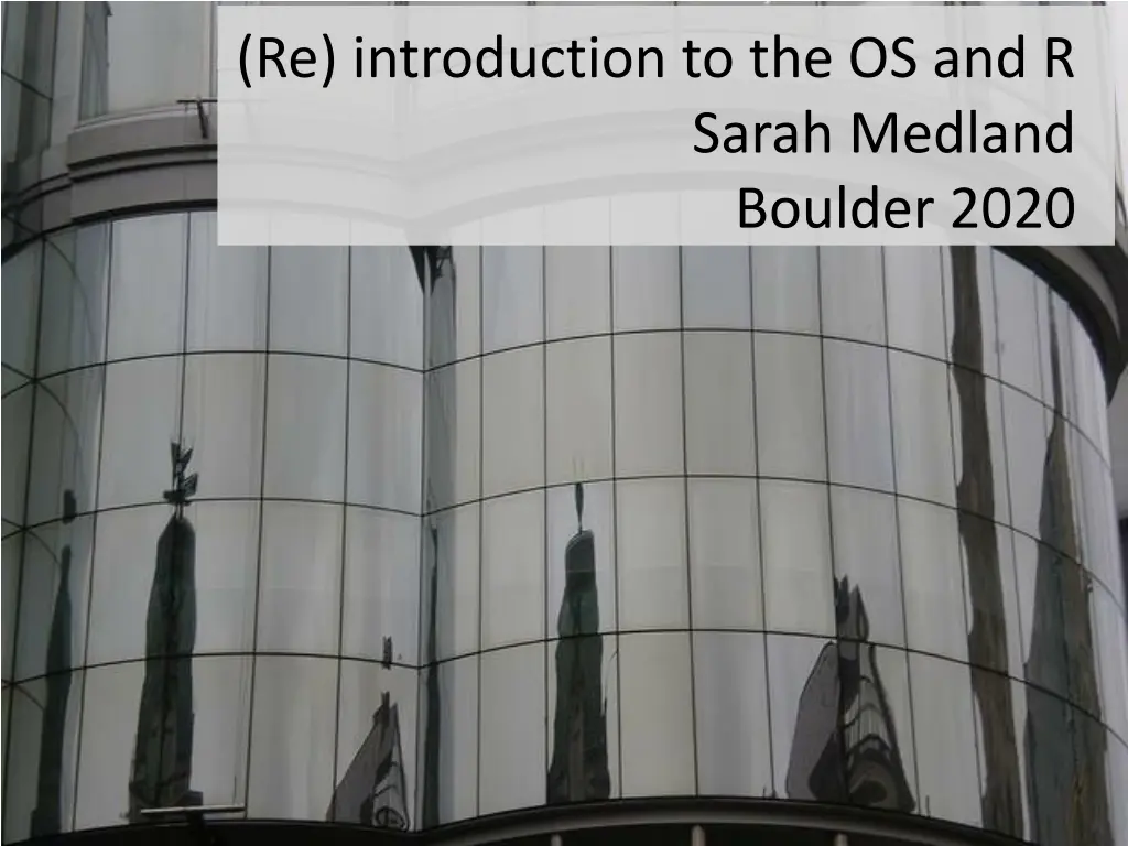 re introduction to the os and r n.w
