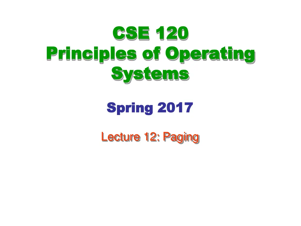 cse cse 120 of operating operating systems systems n.w