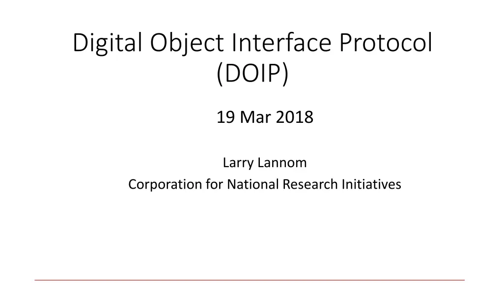digital object interface protocol doip n.w