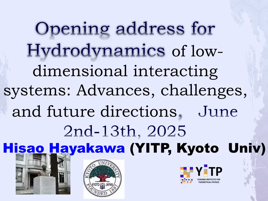 opening address for hydrodynamics n.w