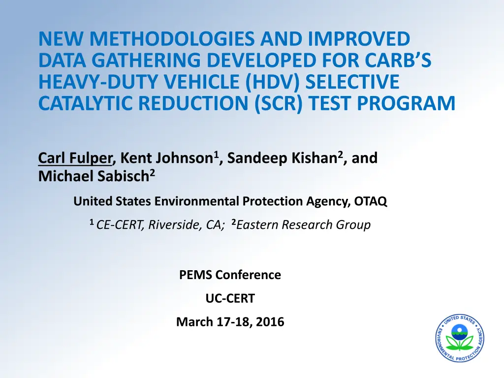 new methodologies and improved data gathering n.w