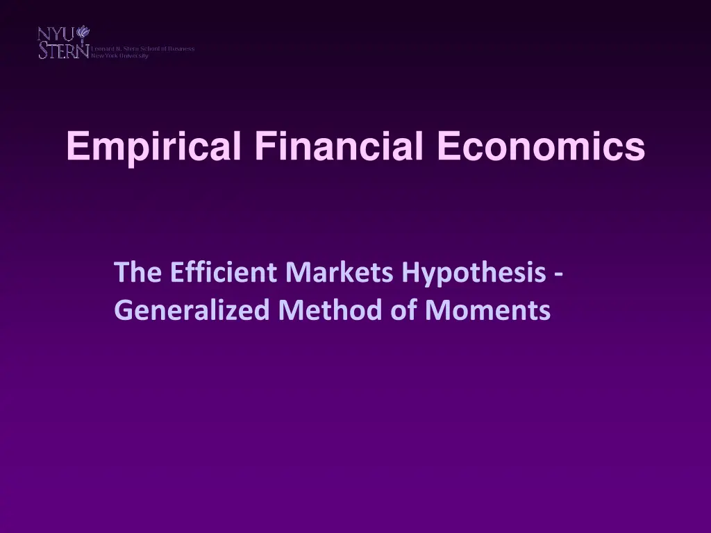 empirical financial economics n.w