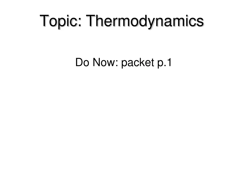 topic thermodynamics n.w