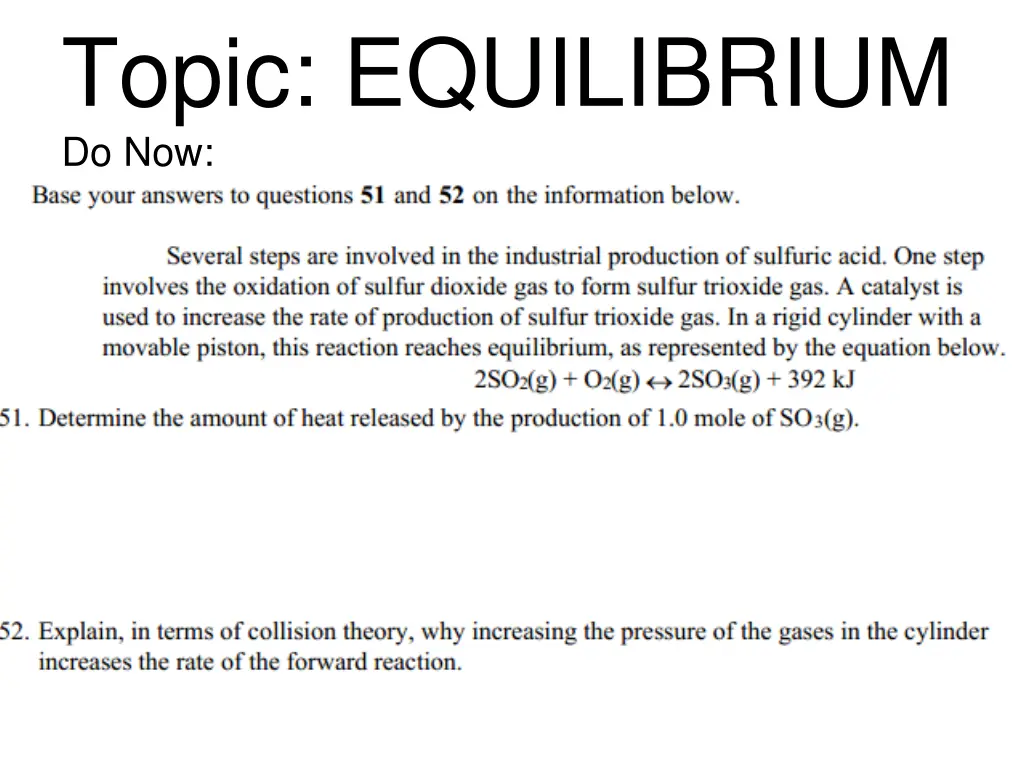 topic equilibrium do now n.w