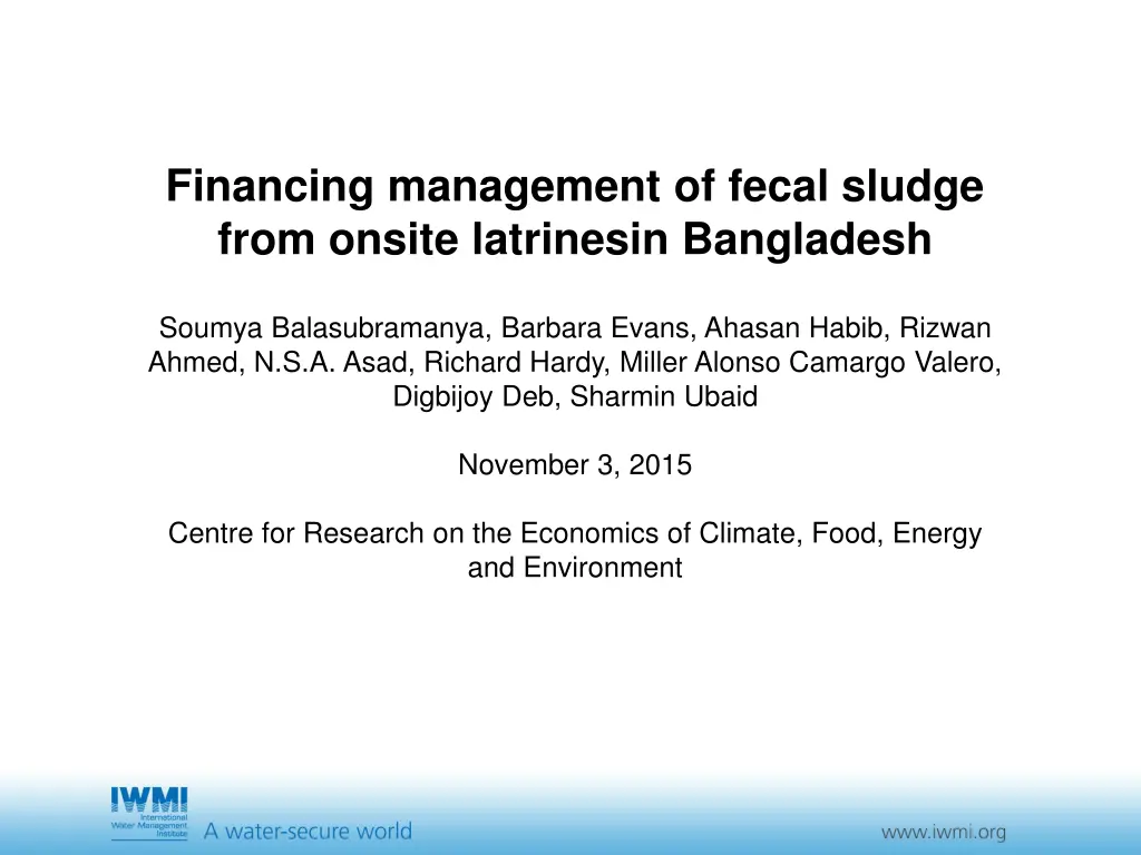 financing management of fecal sludge from onsite n.w
