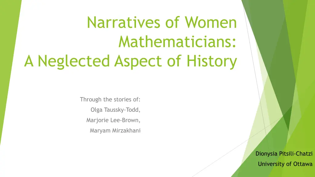 narratives of women mathematicians a neglected n.w