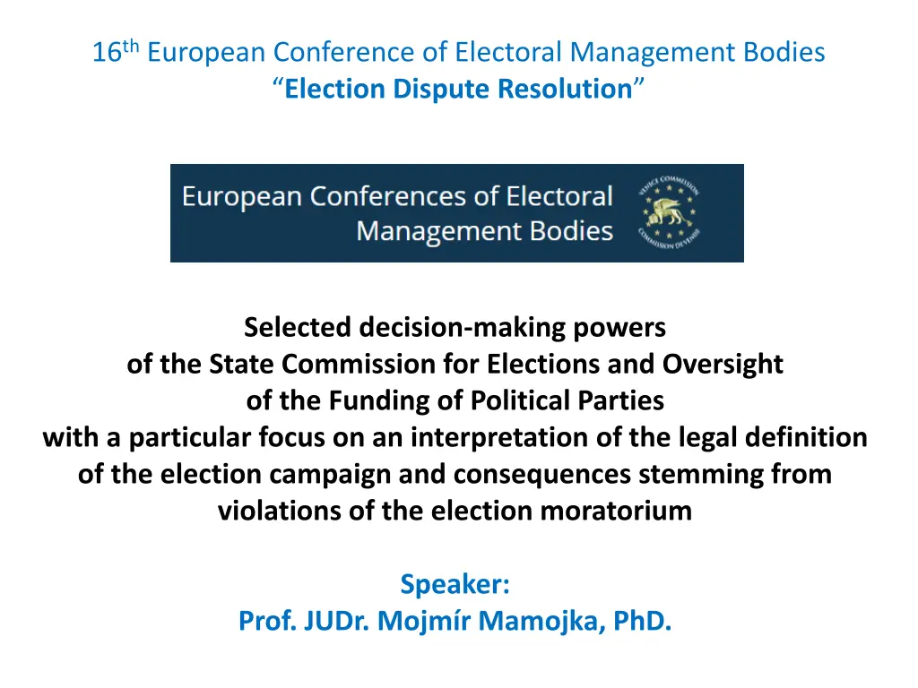 16 th european conference of electoral management n.w