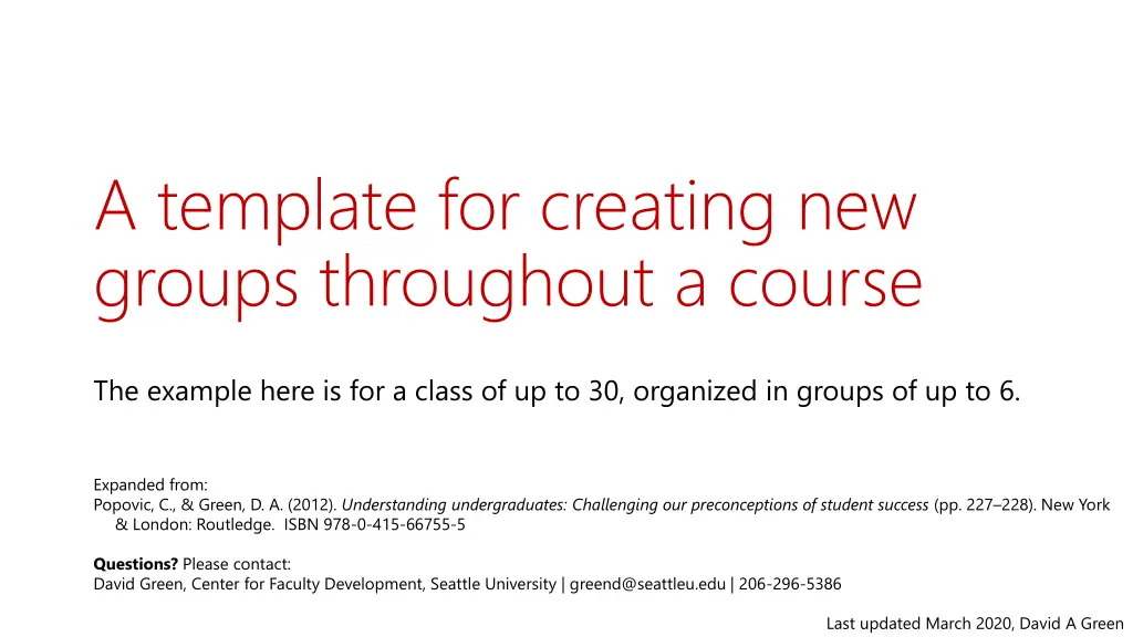 a template for creating new groups throughout n.w