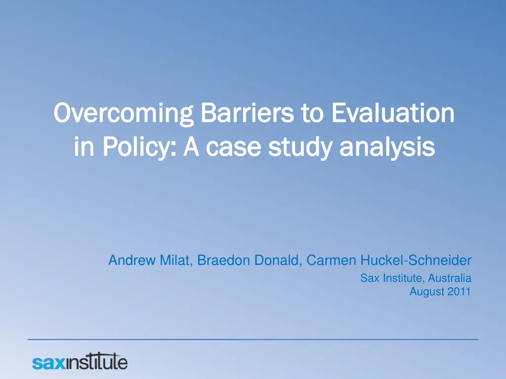 overcoming barriers to evaluation overcoming n.w