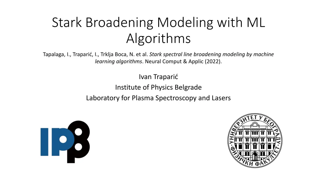 stark broadening modeling with ml algorithms n.w