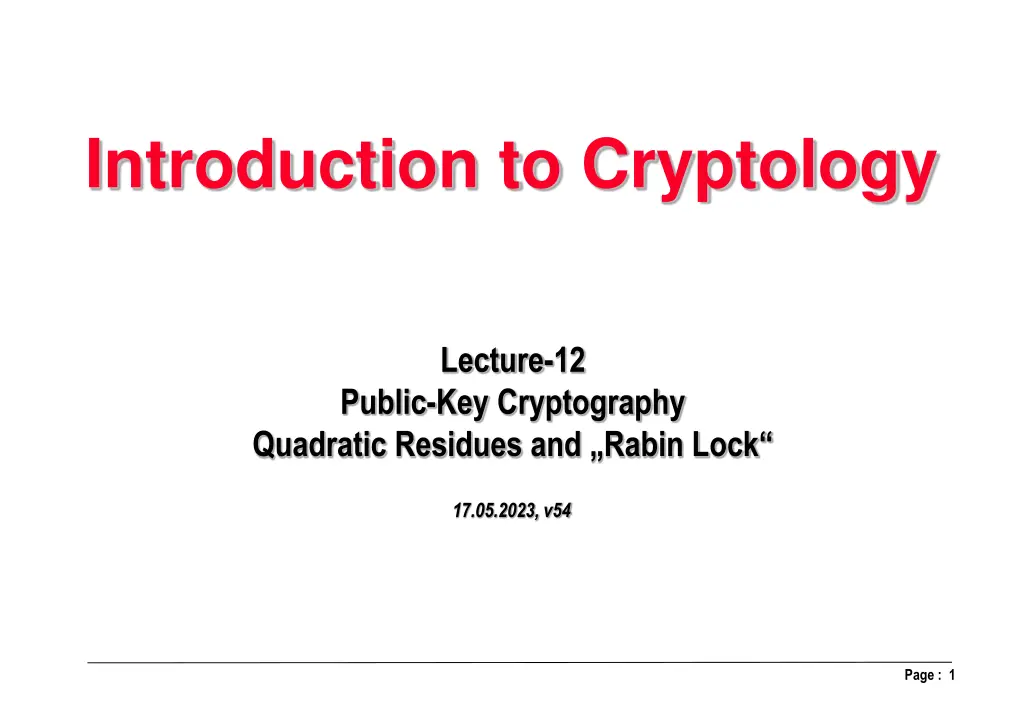 introduction to cryptology n.w