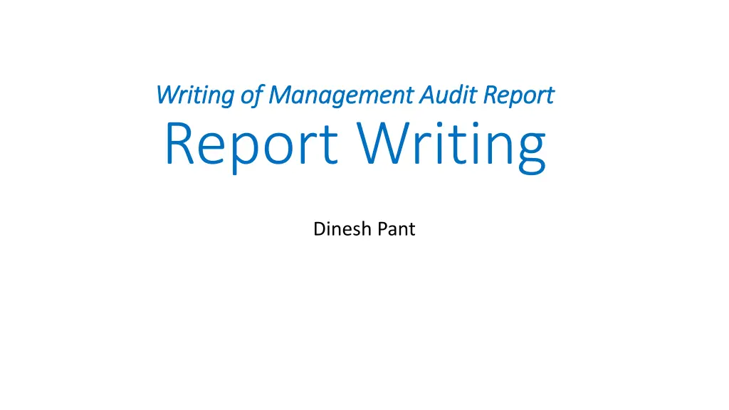 writing of management audit report writing n.w