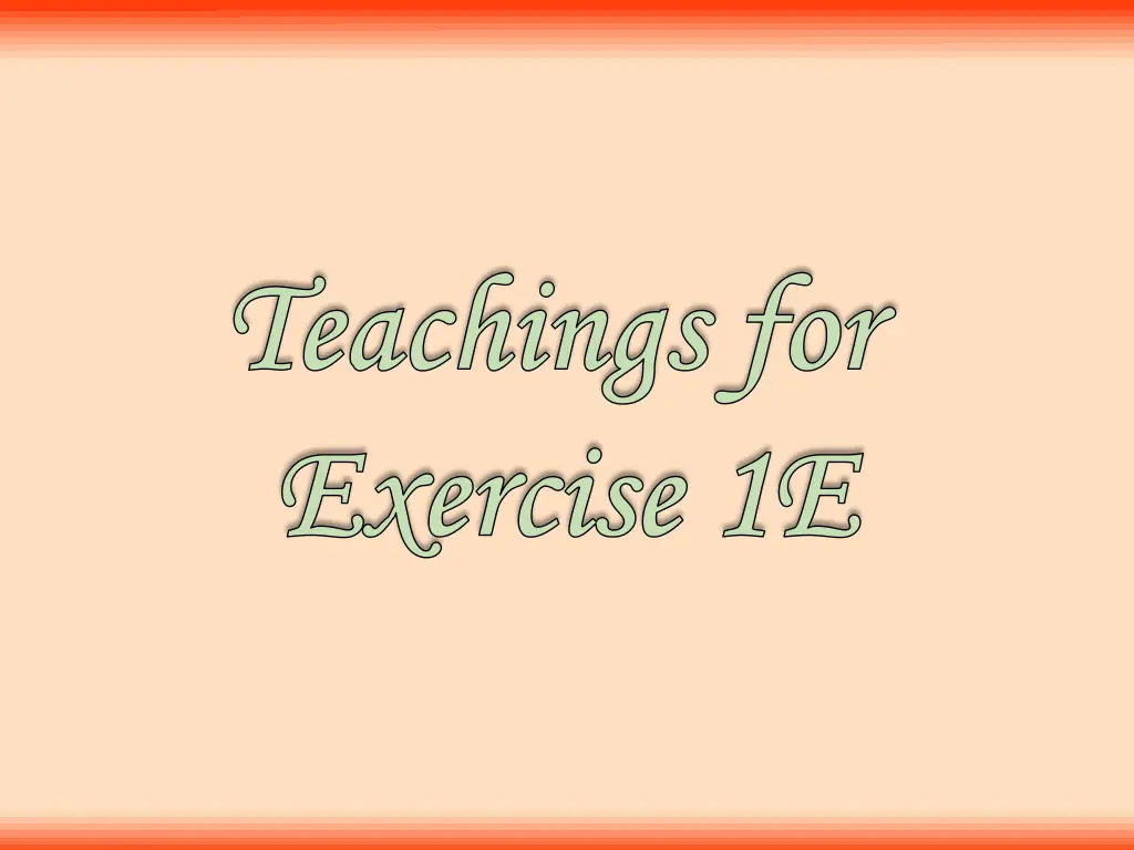 teachings for teachings for exercise 1e exercise n.w