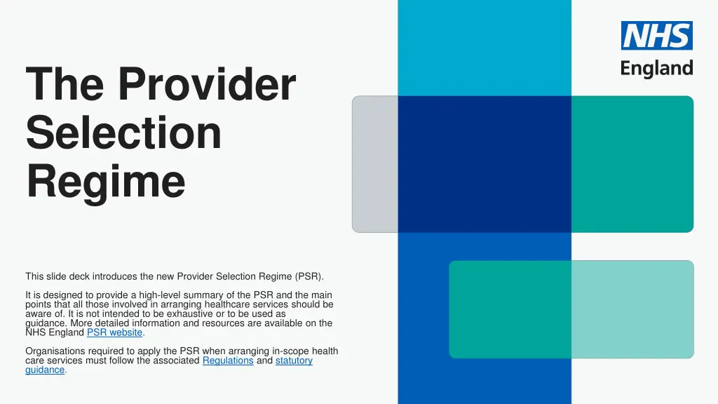the provider selection regime n.w