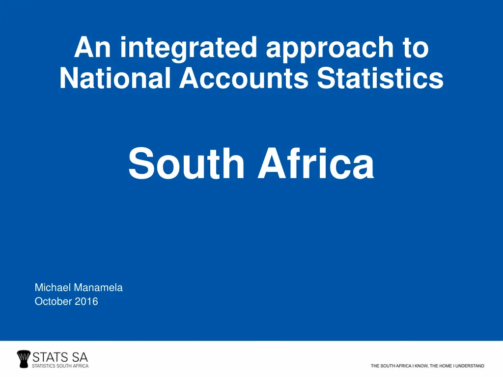 an integrated approach to national accounts n.w