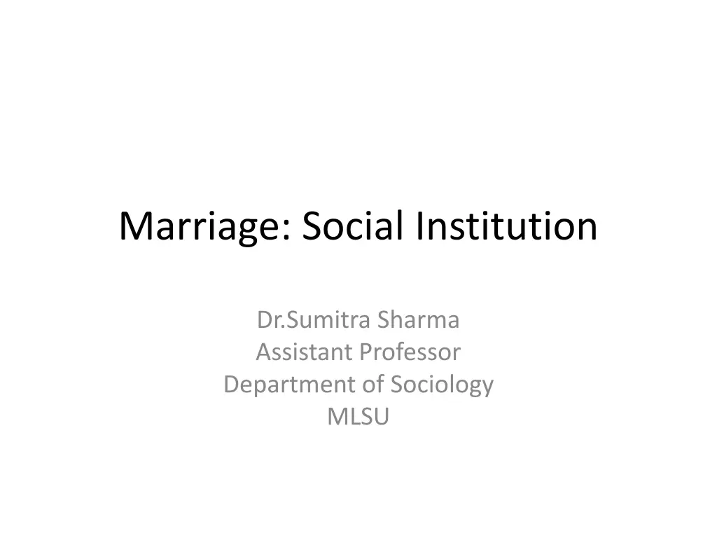 marriage social institution n.w