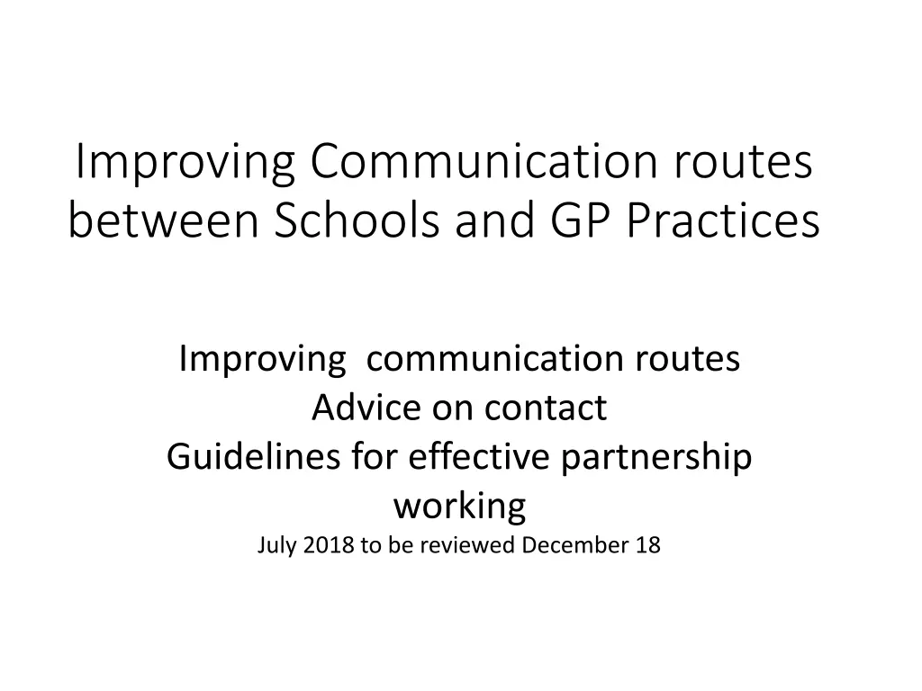 improving communication routes between schools n.w