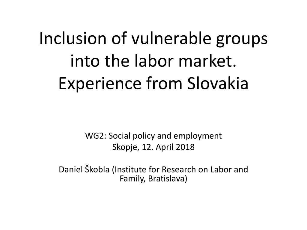 inclusion of vulnerable groups into the labor n.w
