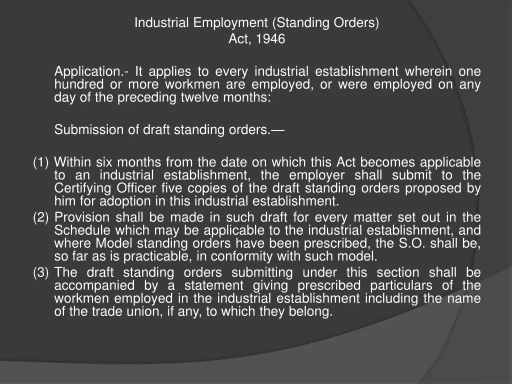 industrial employment standing orders act 1946 n.w