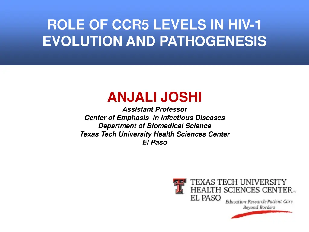 role of ccr5 levels in hiv 1 evolution n.w