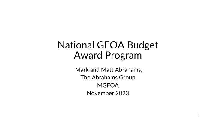 The National GFOA Budget Award Program