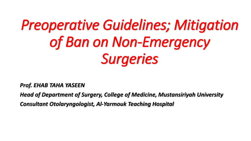 preoperative preoperative guidelines mitigation n.w