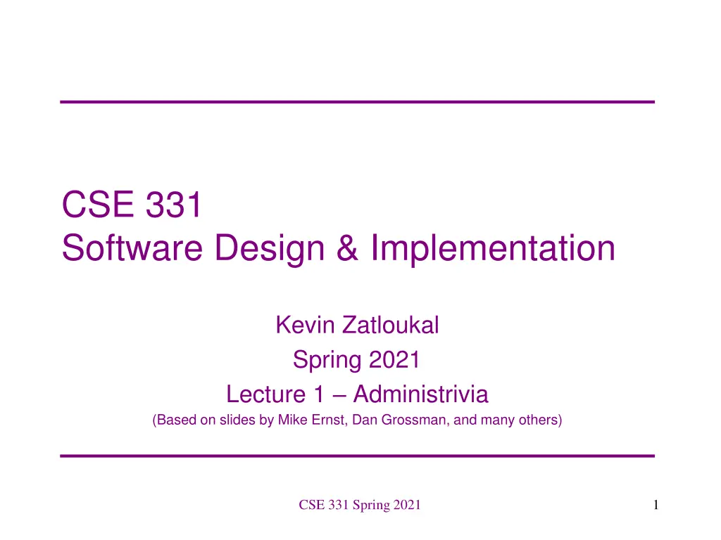 cse 331 software design implementation n.w