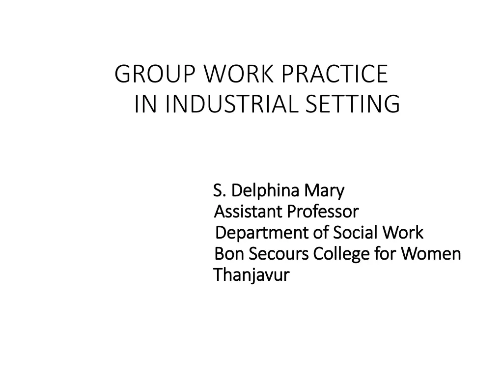 group work practice in industrial setting n.w