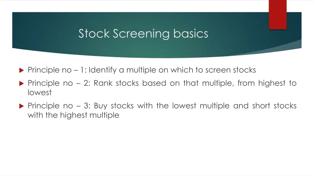 stock screening basics n.w