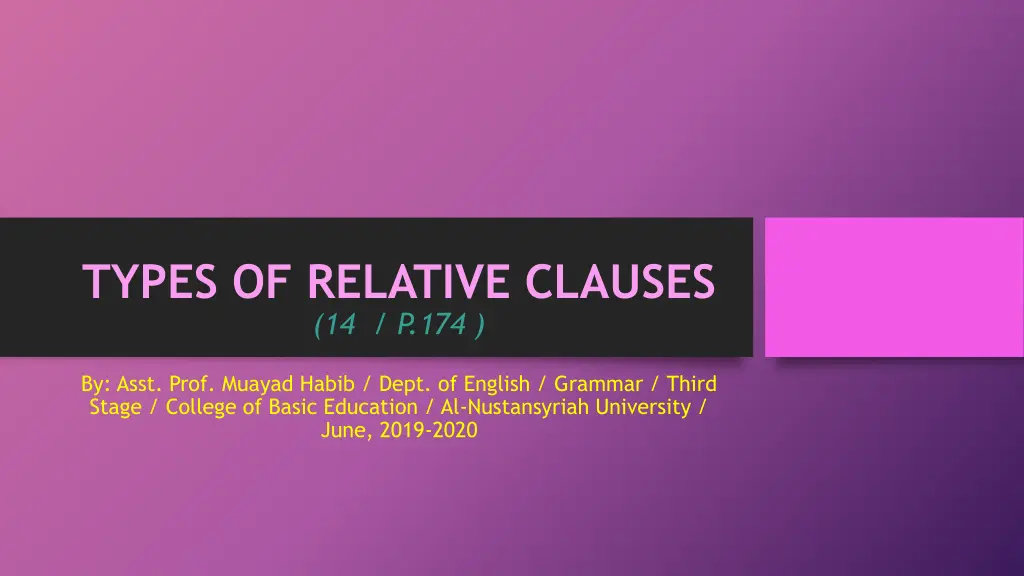 types of relative clauses 14 p 174 n.w
